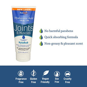 HylaRub HA Joint & Muscle Cream β Hyaluronic Acid Muscle Rub w/Emu Oil & CMO β Non Greasy, Soothes, Moisturizes & Maintains Shoulders, Knees, Back, HIPS & More 6 oz. by Hyalogic HyalogicBuy Supplements Australia