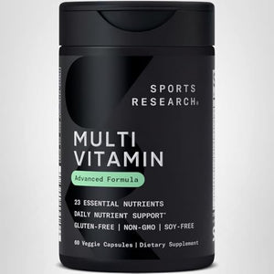 Sports Research® Multivitamin – Advanced Formula - 23 Essential Vitamins & Minerals with CoQ10 & Iodine - Daily Nutrient Support*- Non-GMO Tested & Gluten-Free -60 Veggie Capsules Sports Research buy supplements Au