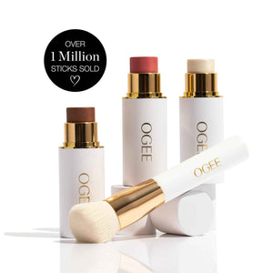 Ogee Face Stick Trio - Golden Contour Stick Makeup Collection - Certified Organic Bronzer, Blush Stick, and Highlighter Stick for a Flawless Look