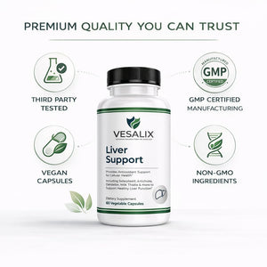 VESALIX Liver Support Supplement for Adults 40+ ā Milk Thistle, Artichoke & Dandelion with Digestive Enzymes ā Supports Digestion & Cellular Health ā 60 Vegetarian Capsules VESALIXBuy Supplements Australia