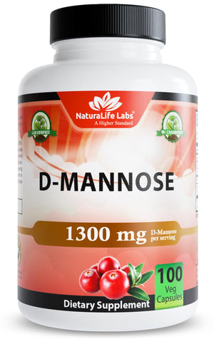 NaturaLife Labs Organic D-Mannose 1300 mg with Organic Cranberry Extract 100 mg per Serving ā 100 Capsules ā Non-GMO, Gluten-Free, Vegan NaturaLife LabsBuy Supplements Australia