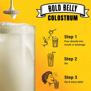 Bold Belly Colostrum Powder Supplement - Whole Cream Bovine Colostrum for Gut & Immune Support, Grass-Fed USA Cows, Cold-Processed