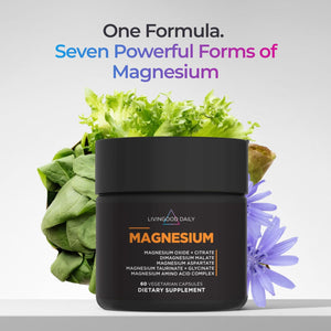 Livingood Daily Magnesium Supplement with Magnesium Glycinate, Citrate, Malate, Oxide, Aspartate, Amino Acid Complex and Chicory Root for Heart Health, Sleep and Muscle Support, 300mg, 60 Capsules Livingood Daily buy supplements Au