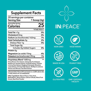 In:TotalWellness IN:Peace Herbal Calming Formula. 20 Serving Pouch, Wild Berry Flavor. 9 Herb Antioxidant + Adaptogen Blend. Clinically Proven Ingredients. Crafted by a Licensed Herbalist INTotalWellnessΒ buy supplements Au
