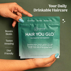 Glosense Hair You Glo – Plant-Based Biotin Supplement | Hair Growth Drink | Natural Hair Vitamins Powder with Amla, Sea Buckthorn, Gotu Kola | No Added Sugar, No Added Flavours | 30 Servings Glosense buy supplements Au
