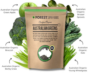 Certified Organic Australian Greens Whole Food Blend | 7 Incredible Whole Foods | No fillers or additives Forest Super FoodsΒ buy supplements Au