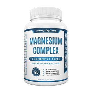 Purely Optimal Magnesium Complex - 6 Forms Magnesium Glycinate, Citrate & Malate - Sleep Support, Stress Relief, Muscles, Heart Health & Relaxation - Magnesium Supplement for Women & Men, 120 Caps Purely Optimal buy supplements Au