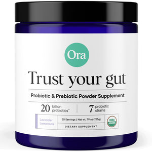 Ora Organic Prebiotic and Probiotic Powder Supplement - 20 Billion Probiotics, 7 Strains for Best Prebiotic Powder, Non-GMO, Probiotics for Women, Men & Kids - Lavender Lemonade Flavor, 30 Servings Ora OrganicΒ buy supplements Au
