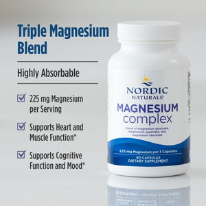 Nordic Naturals Magnesium Complex - 90 Capsules - 225 mg Magnesium, 1.9 mg Iron - Brain & Heart Health, Mood, Energy, & Muscle Relaxation - Non-GMO, Vegan - 30 Servings Nordic Naturals buy supplements Au