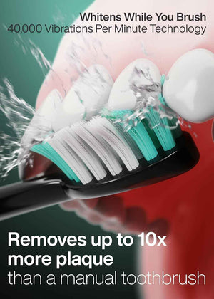 Aquasonic Black Series Ultra Whitening Toothbrush β ADA Accepted Electric Toothbrush- 8 Brush Heads & Travel Case β 40,000 VPM Electric Motor & Wireless