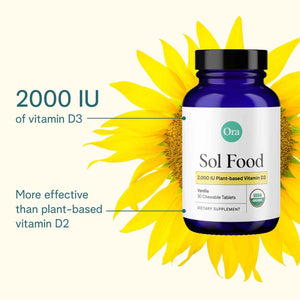 Ora Organic Vitamin D3 2000IU - Vegan Vitamin D Chewables from Lichen for Bone Health, Immune Support, & Mood | Maximum Absorption - 1 Month Supply, 30 Vegan Chewable Vanilla Tablets