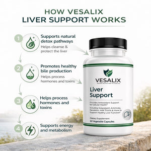VESALIX Liver Support Supplement for Adults 40+ ā Milk Thistle, Artichoke & Dandelion with Digestive Enzymes ā Supports Digestion & Cellular Health ā 60 Vegetarian Capsules VESALIXBuy Supplements Australia