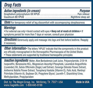 MagniLife Relaxing Leg Cream, Restless Legs, Deep Penetrating Topical for Pain, Naturally Soothe Cramping, Discomfort, and Tossing with Lavender and Magnesium - 4oz MagniLifeBuy Supplements Australia