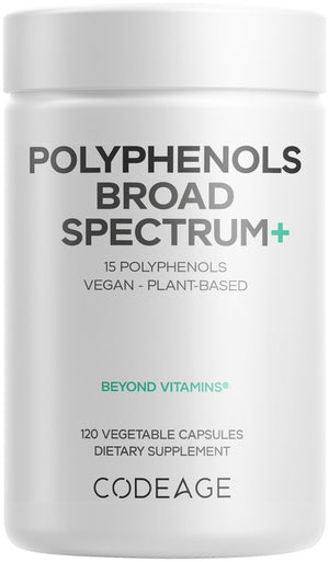 Codeage Polyphenols Broad Spectrum Supplement - Blend of 15 Berries, Fruits, and Botanical Extracts, Decaf Green Tea Leaf, Quercetin, Resveratrol, Pomegranate, Turmeric - Non-GMO - 120 Capsules CodeageBuy Supplements Australia