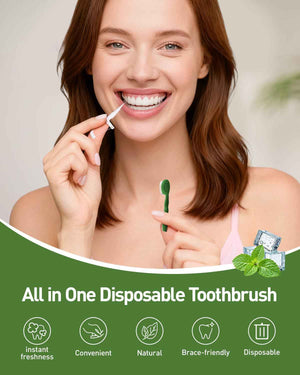 nicedae Disposable Mini Travel Toothbrush Bulk with Toothpaste 5in1 60Ct Portable Toothbrushes Set Floss Pick Tongue Scraper Cruise