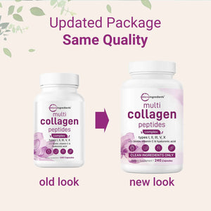 Micro Ingredients 2 Pack Multi Collagen Pills for Women & Men, 480 Capsules | Type I, II, III, V, X | Hydrolyzed Protein Peptides with Biotin,