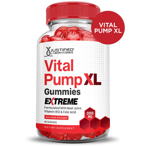Justified Laboratories (5 Pack) Vital Pump XL Extreme 2000MG Performance Gummies Vital PumpXL Advanced Formula Formulated with Beet Juice ACV Pomegranate Powder B12 Vegan Non GMO 300 Gummys Justified Laboratories buy supplements Au