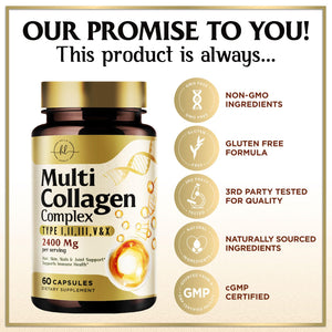 Multi Collagen Peptides for Women & Men - 2400mg per Serving - Best Hydrolyzed Collagen Complex with Type I, II, III, V, X - Hair, Skin, Nails & Joint Support Supplement - Bottled USA - 60 Capsules Hello Lovely!Β buy supplements Au