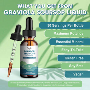 Catfit Soursop Graviola Liquid Drop β Soursop Drops for Cell Support, Antioxidant, Relaxation & Immune Boost with Sea Moss, Turmeric, Black Pepper, B6 C, Zinc, Sugar Free, Gluten Free, Vegan, 2 Fl Oz CatfitBuy Supplements Australia