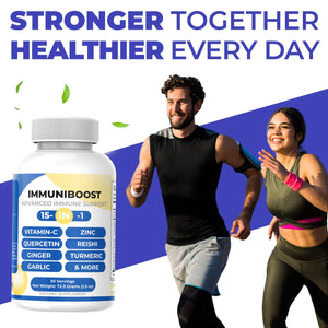 15 in 1 Immune Support Supplement 120 Capsules with Powerful Blend of Turmeric, Ginger, Vitamin C and Zinc Immune Booster for Adults ImmuniBoostBuy Supplements Australia