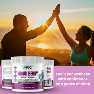 AKI Maqui Berry Extract Powder – Wild Harvested from Patagonia, High in Anthocyanins & Polyphenols, Freeze-Dried Superfruit for Smoothies, Non-GMO, Vegan, 150g/ 5.3 oz AKI ORGANIC buy supplements Au