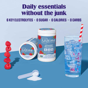 Ultima Replenisher Daily Electrolyte Powder Drink Mix – Sugar Free – Blue Raspberry, 90 Servings – Hydration Powder with 6 Electrolytes and Minerals