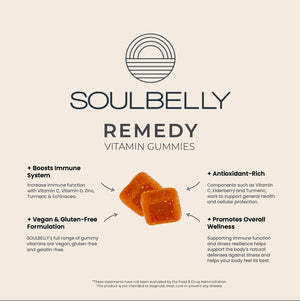 SOULBELLY Super Immunity | Remedy Vitamin Gummies for Immune Support | Vegan | Gluten-Free | Non-GMO | 60 Count SOULBELLYÂ buy supplements Au