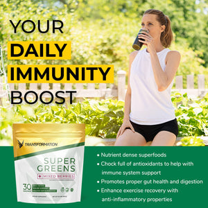 Transformation Super Greens Superfood Powder & Performance Insulated Shaker Bottle | Immune & Energy Support | Made with Natural Ingredients | Detoxifying & Alkalizing Minerals SPR BODYΒ buy supplements Au