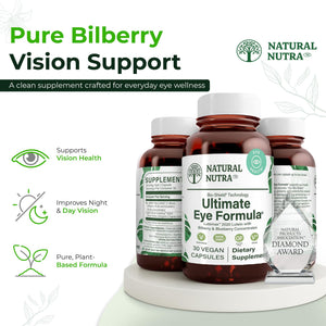 Natural Nutra Ultimate Eye Health Supplement - Bilberry & Blueberry Extract Blend for Day and Night Vision Support, Promotes Color Perception & Eye Clarity - Non-GMO, Vegan - 30 Capsules (Pack of 3) Natural Nutra buy supplements Au