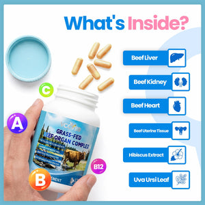 VCCVBB Beef Organ Supplements for Women, Beef Liver, Kidney, Heart, Uterus Tissue, Hormonal Balance, Immune Support,Natural Iron Vitamins Supplements for Energy, Grass Fed Pasture Raised 120 Capsules VCCVBBBuy Supplements Australia