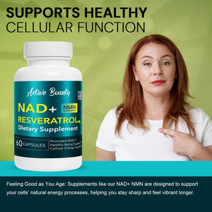 NAD+ Resveratrol Supplement with Quercetin – NMN Alternative for Cellular Energy Support, Focus & Healthy Aging – High Potency 500mg NAD+ Formula, Vegan, Non-GMO, Gluten-Free, Made in USA, 60 Capsules Active Bounty buy supplements Au