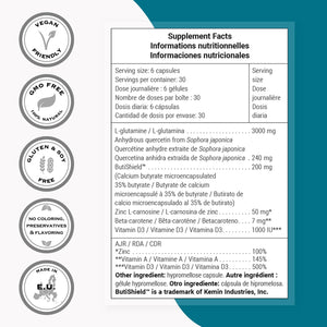 Supersmart PermeaGut Formula (High Potency) - with L-Glutamine, ButiShield Calcium Butyrate, Zinc-L-Carnosine - Gut Barrier Support | Vegan & Gluten Free - 180 Gastro-Resistant Capsules Supersmart buy supplements Au