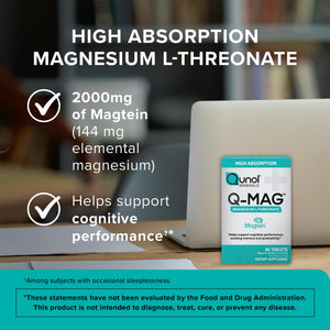 Qunol Q-Mag Magnesium L-Threonate Tablets, 2000mg of Magtein to Help Support Cognitive Performance, Improve Mental Alertness & Productivity, Supports Restful Sleep, High Absorption, 60 Count QunolBuy Supplements Australia