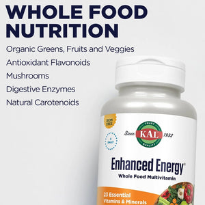 KALยฎ Enhanced Energy Multivitamin | Whole Food Based Vitamins & Minerals w/ Antioxidants, Digestive Enzymes & Natural Carotenoids | 180 Capsules KAL