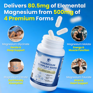 2 Pack Magnesium Complex for Women and Men 4-in-1 Magnesium Glycinate, Citrate, Malate, Taurate - Magnesium Supplement for Relaxation, Sleep & Focus, 60 Days Supply Lukaree buy supplements Au