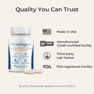 Zi-Collagen Marine Collagen Capsules for Skin, Hair & Nails Support – with Phytoceramides, Hyaluronic Acid, Biotin & Vitamins A C D3 E – 60 Capsules Zivere buy supplements Au