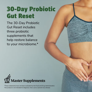 Master Supplements 30-Day Probiotic Gut Reset - Includes Theralac (30 ct.), TruBifido (30 ct.) & TruFlora (30 ct.) - Supports Optimal Gut Health - Gluten Free THERALAC buy supplements Au