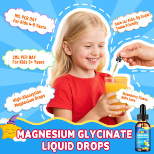 Kids Magnesium Glycinate Liquid Drops – with L-Theanine, Omega-3, Vitamins B6 & D3, Zinc & Calcium – for Sleep Support, Relaxation, Focus & Brain, Bones – Strawberry Flavor, 2 Fl Oz GZ HAOYUANBuy Supplements Australia