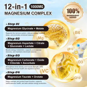 21 in 1 Liposomal 1400mg Magnesium Complex (Citrate, Glycinate, Malate etc) Capsule - 12 Active Types Magnesium with Vitamin D3, B6, B12, C, Ashwagandha & CoQ10 for Women & Men - Support Bone & Muscle Gulapelst buy supplements Au
