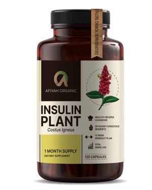 Afiyah Organic - Premium Quality Costus Igneus (Insulin Plant) Capsules - Easy to Swallow 120 Veggie Capsules (1 Month Supply) - Made in the USA - Including Complete Health Support Program Afiyah OrganicΒ buy supplements Au