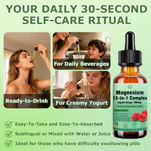 Magnesium 12 in 1 Complex Liquid Drops 700mg, High Absorption Magnesium Glycinate Citrate Malate Taurate & 8 Forms, Magnesium Complex Blend Supplement for Sleep Muscle Nerve Energy Heart Health JUIWEFKK buy supplements Au