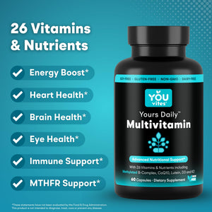 You Vites - Methylated Multivitamin for Men and Women, Methyl Multi Without Iron - 60 Capsules, MTHFR Supplement with Methyl B12, Methylfolate (5-MTHF), CoQ10 for Energy, Heart and Mood Support You Vites buy supplements Au
