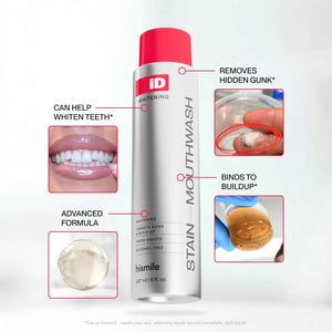 Hismile iD Stain Whitening Mouthwash, Gunk Removing Mouthwash for Fresh Breath, Hydrogen Peroxide Mouthwash to Promote Whiter Teeth,
