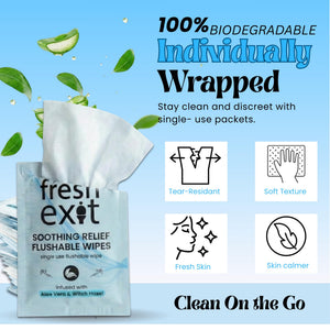 FreshExit Flushable Hemorrhoid Wipes – 36 Count – Individually Wrapped with Witch Hazel & Aloe Vera, Large Discreet Travel Wipes for Adults, Soothing & Gentle on Skin FreshExitBuy Supplements Australia