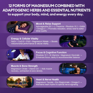 Migcopat Magnesium Complex w/Magnesium Glycinate, Malate, Citrate | 24-in-1 Magnesium Supplement w/Ashwagandha, L-Theanine & NAD+ | Supports Calm, Energy, Muscle & Sleep | Non-GMO, 120 Vegan Caps Migcopat buy supplements Au