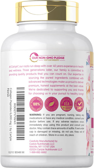 Carlyle Collagen Peptides with Vitamin C | 6000mg | 120 Caplets | Grass Fed Type II & III | Beauty Formula | Non-GMO, Gluten Free Supplement Carlyle buy supplements Au