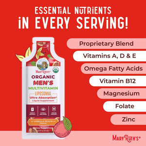 MaryRuth Organics Multivitamin for Men | USDA Organic | Sugar Free Mens Multivitamin Liposomal | Liquid Vitamins for Men | MARYRUTH'S