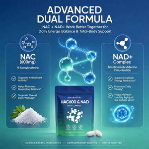 AMOQUCT Standard Lab NAC 600mg & NAD+ Daily Complex Capsules, NAC Supplement with NAD for Antioxidant, Cellular Energy and Immune Support, Daily Wellness Formula