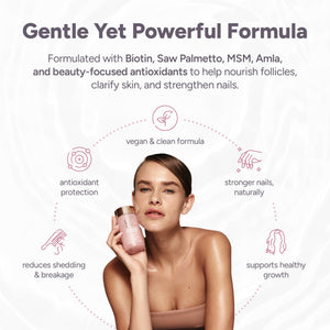 Halo Beauty Hair Skin & Nails Supplement | Thicker Hair Growth, Radiant Skin & Strong Nails Support with Biotin, Saw Palmetto & Phytoceramides | Vegan Capsules | Made in USA | 1-Month Supply Halo BeautyBuy Supplements Australia