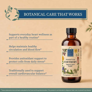 Wise Woman Herbals Hawthorn Botanical Syrup, Alcohol-Free Hawthorn Berry Solid Extract 4:1, Promotes Healthy Circulation, Antioxidant Protection, Herbal Cardiovascular Support, 4 Fl Oz
